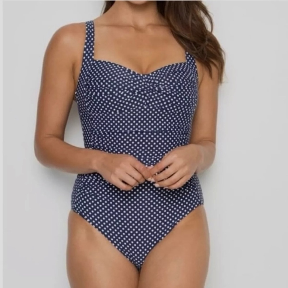 Bond eye Australia - Ruched polka dot sweetheart neckline one piece swimsuit